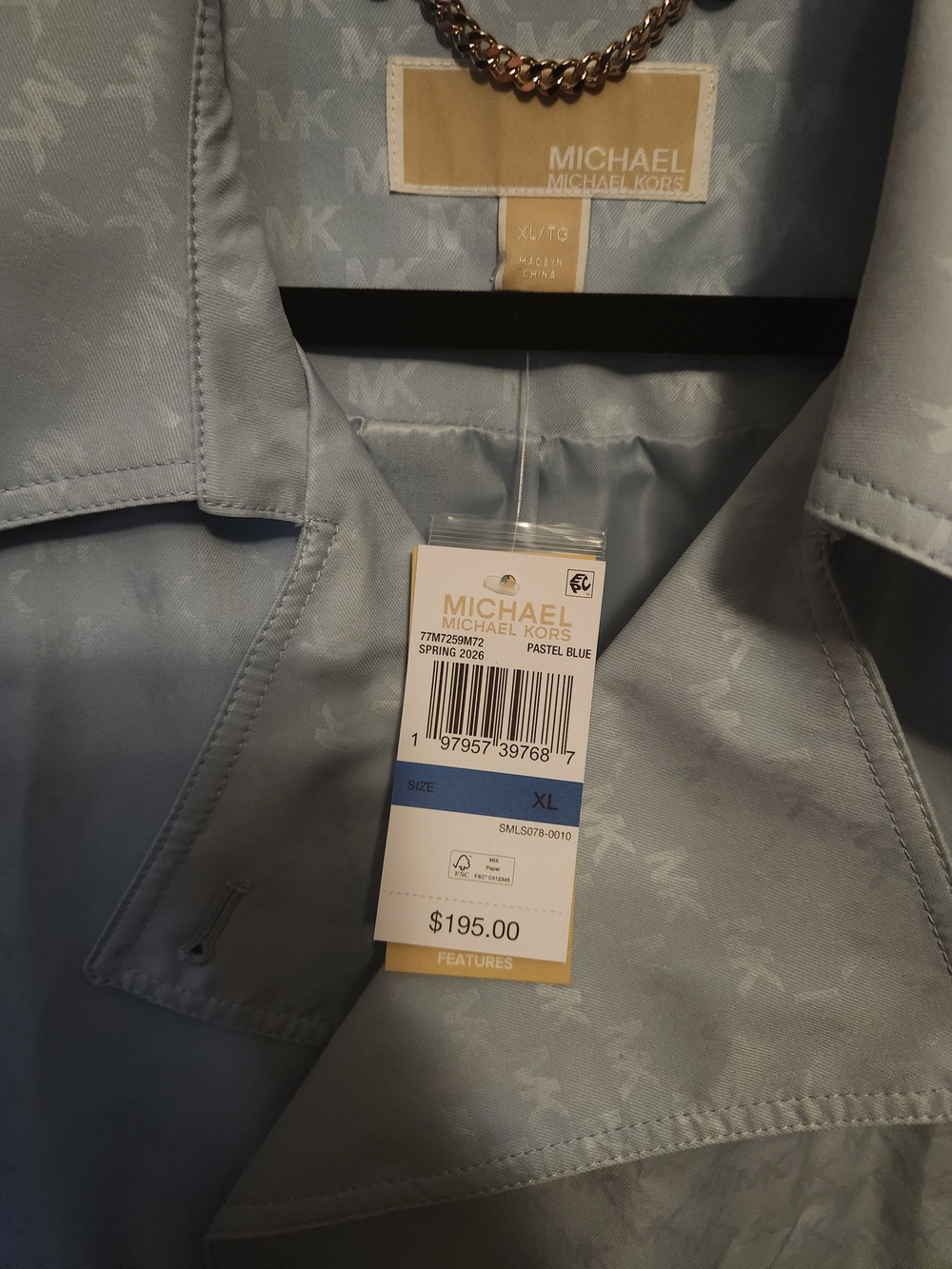 Michael Michael Kors Womens Pastel Blue Jacket - XL
